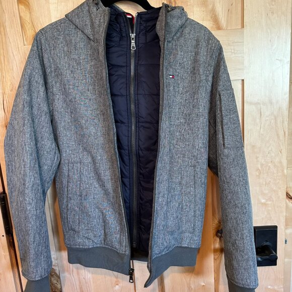 Tommy Hilfiger Hooded Jacket Light Gray XS 3 Layer Water Wind Resistant - Picture 8 of 12